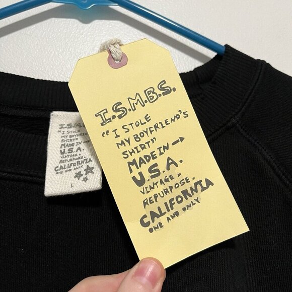 I Stole My Boyfriends Shirt NWT Black Sweatshirt Embroidered Smiley Faces Large‎ - Picture 2 of 7